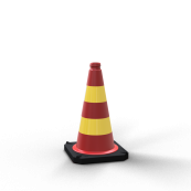 Traffic cone | two-piece | height: 500 mm | red / yellow | film RA2/B